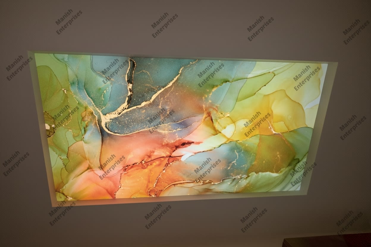 Aqua rose golden marble acrylic ceiling sheet