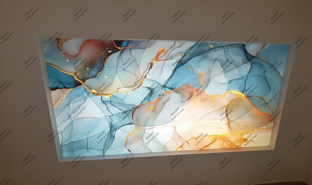 Aqua bronze marble acrylic ceiling sheet