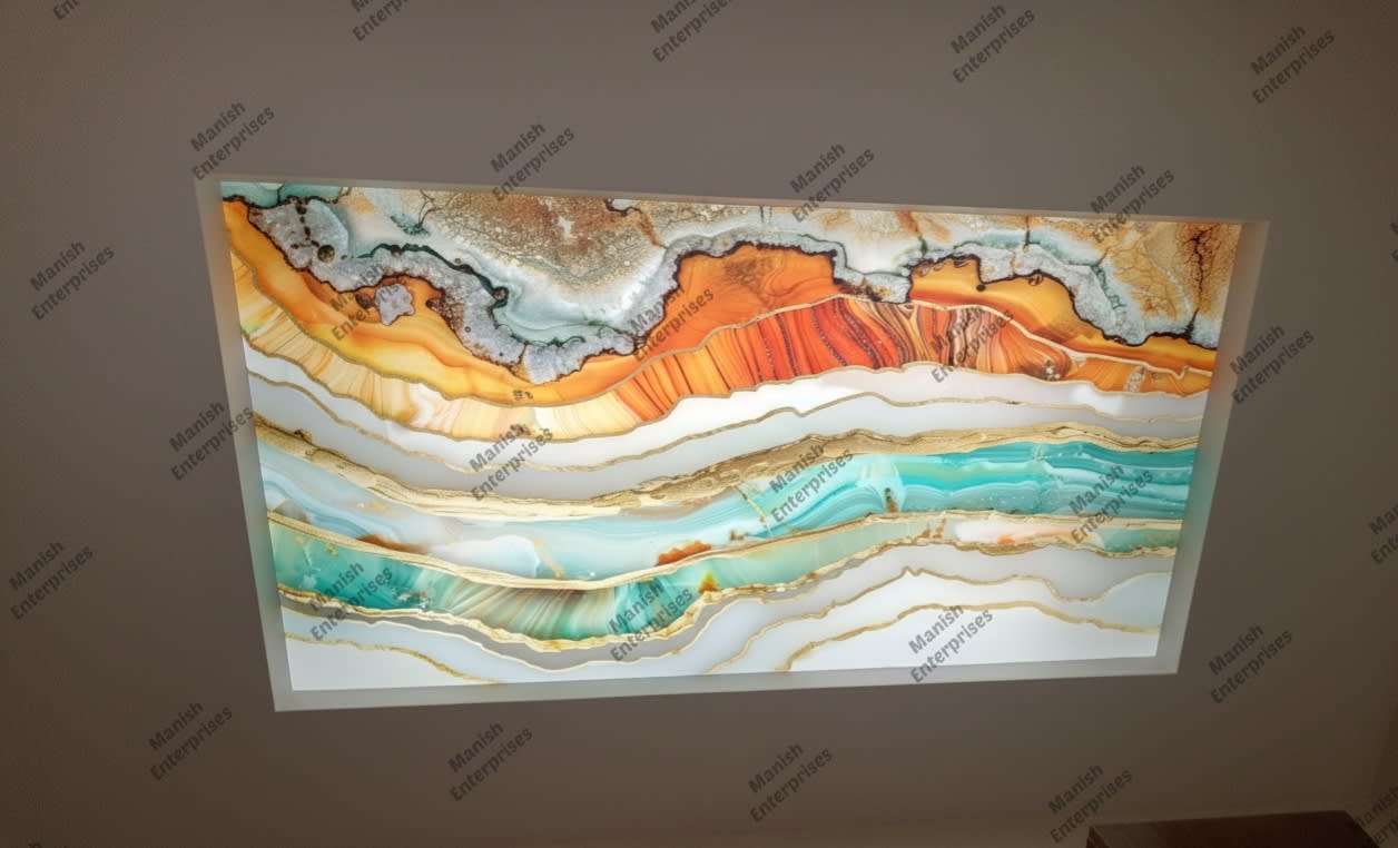 Olive sunset gold marble acrylic ceiling sheet