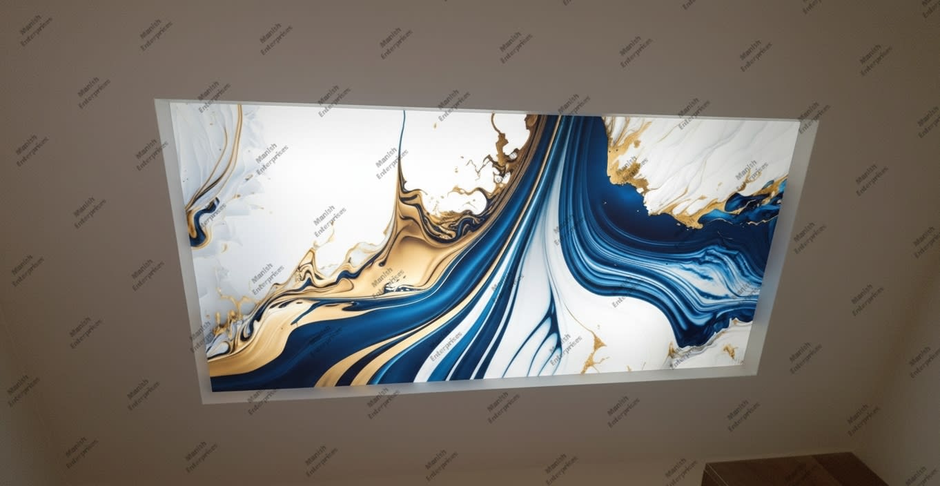 Navy gold flow abstract acrylic ceiling sheet