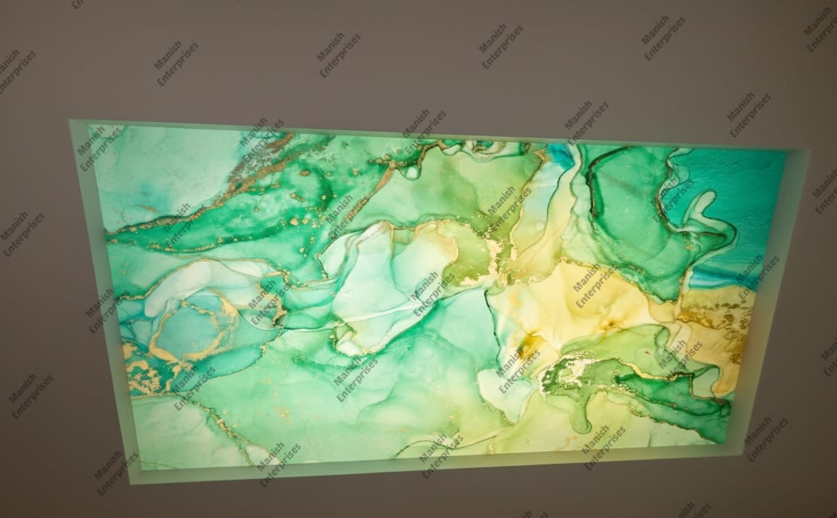 Green gold mist abstract acrylic ceiling sheet