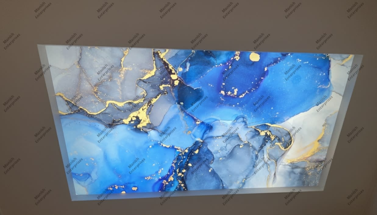 Blue gold ocean abstract acrylic ceiling sheet