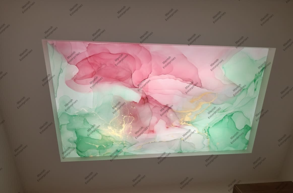 Pink green pastel marble acrylic ceiling sheet