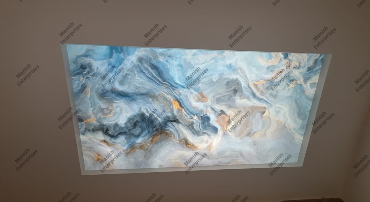 Blue grey ocean swirl acrylic ceiling sheet