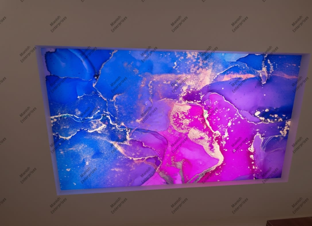Royal blue magenta marble acrylic ceiling sheet