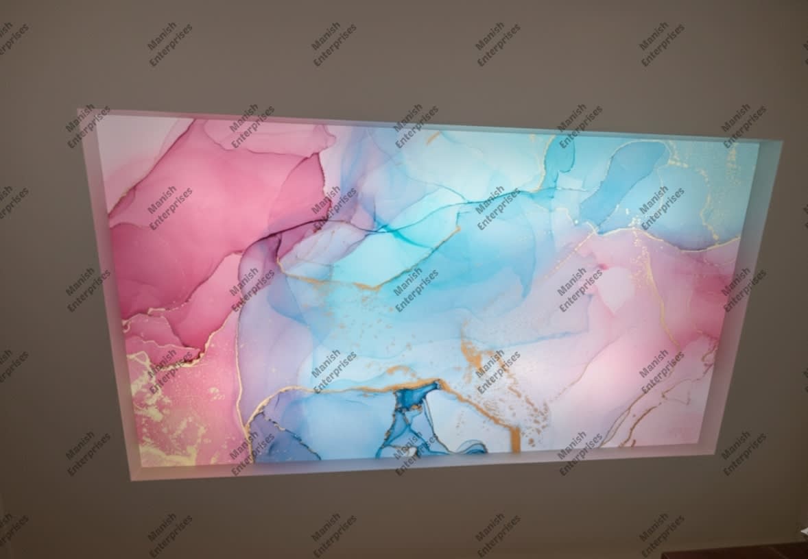 Pink blue marble acrylic ceiling sheet