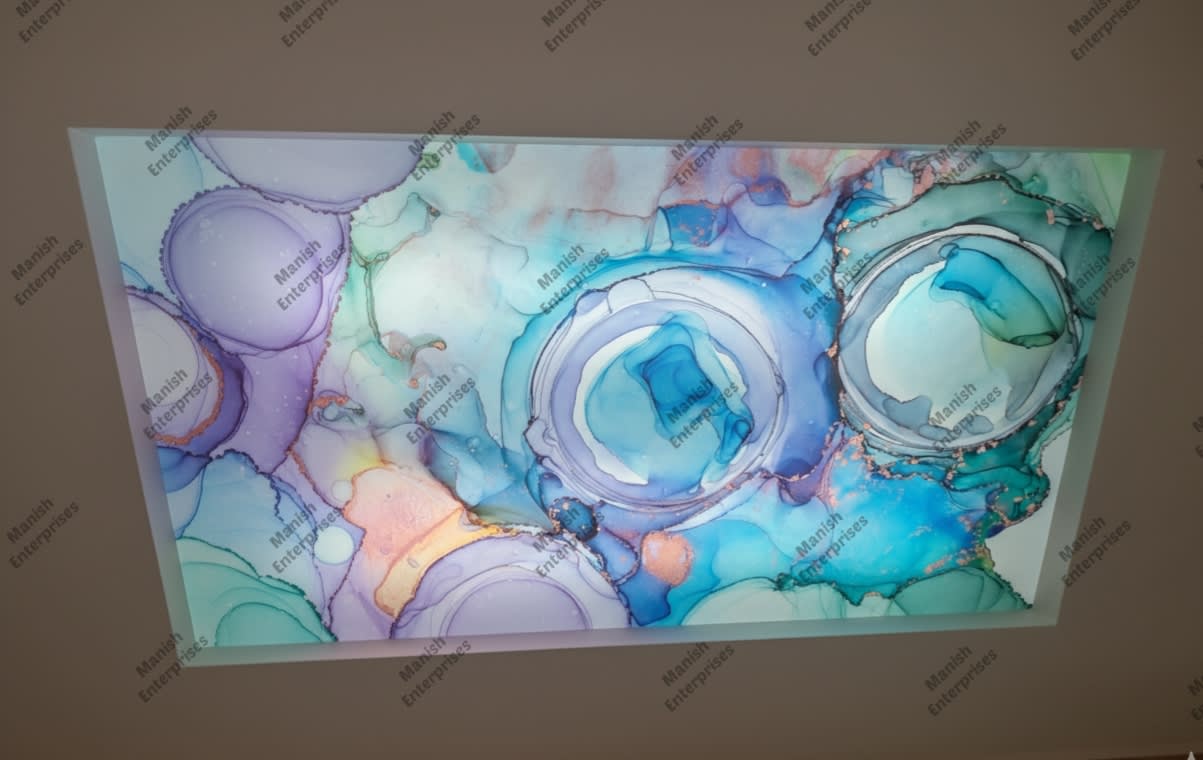 Blue aqua bubble abstract acrylic ceiling sheet