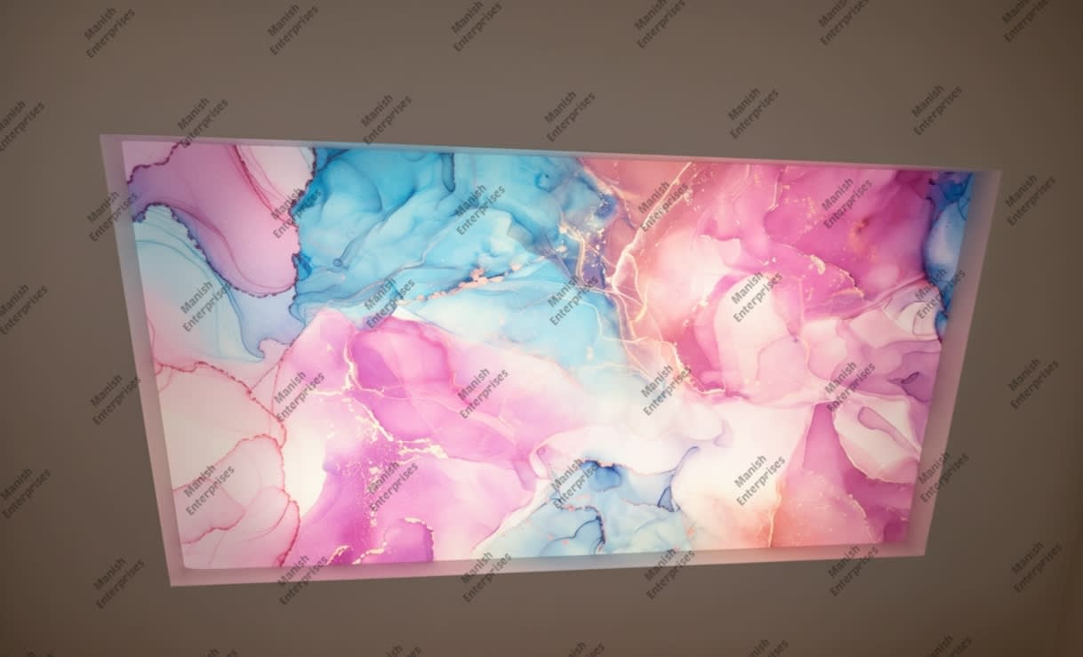 Pastel blue pink abstract acrylic ceiling sheet
