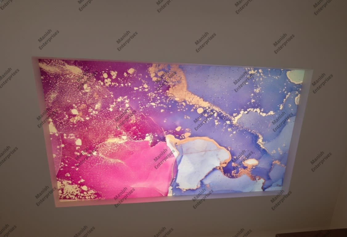 Pink purple splash abstract acrylic ceiling sheet