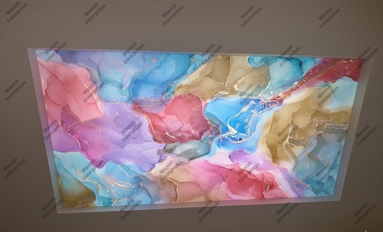 Multicolor marble abstract acrylic ceiling sheet