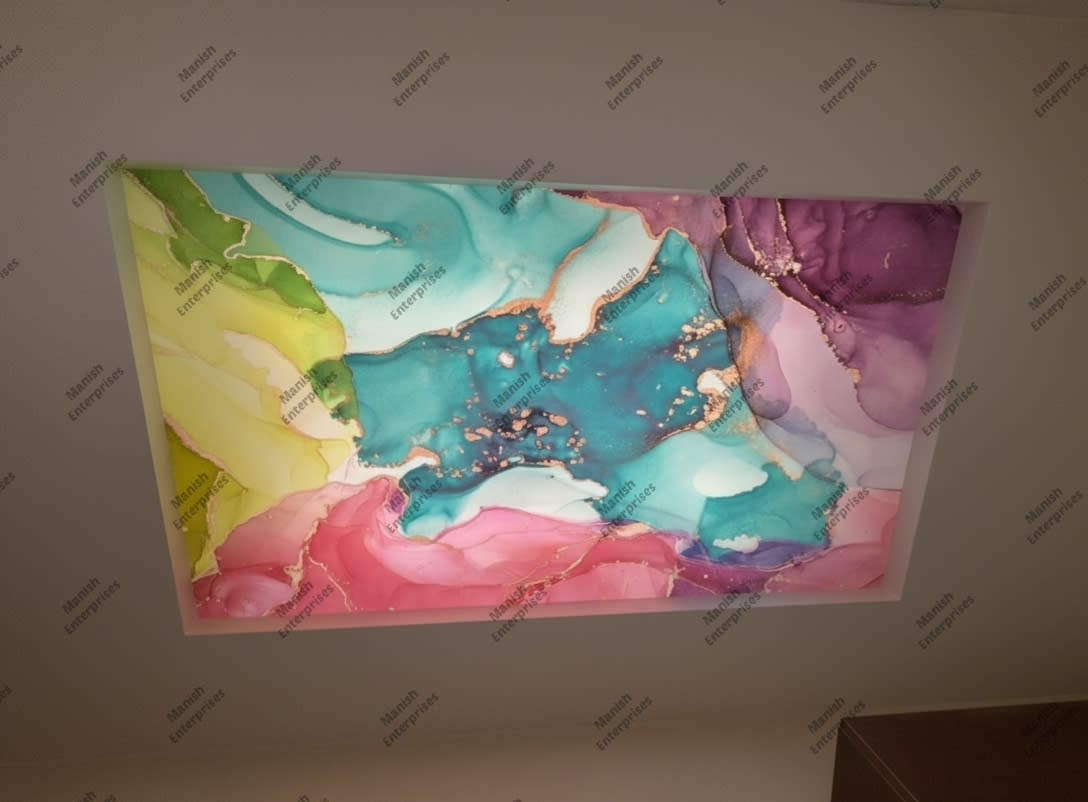 Teal pink green abstract acrylic ceiling sheet
