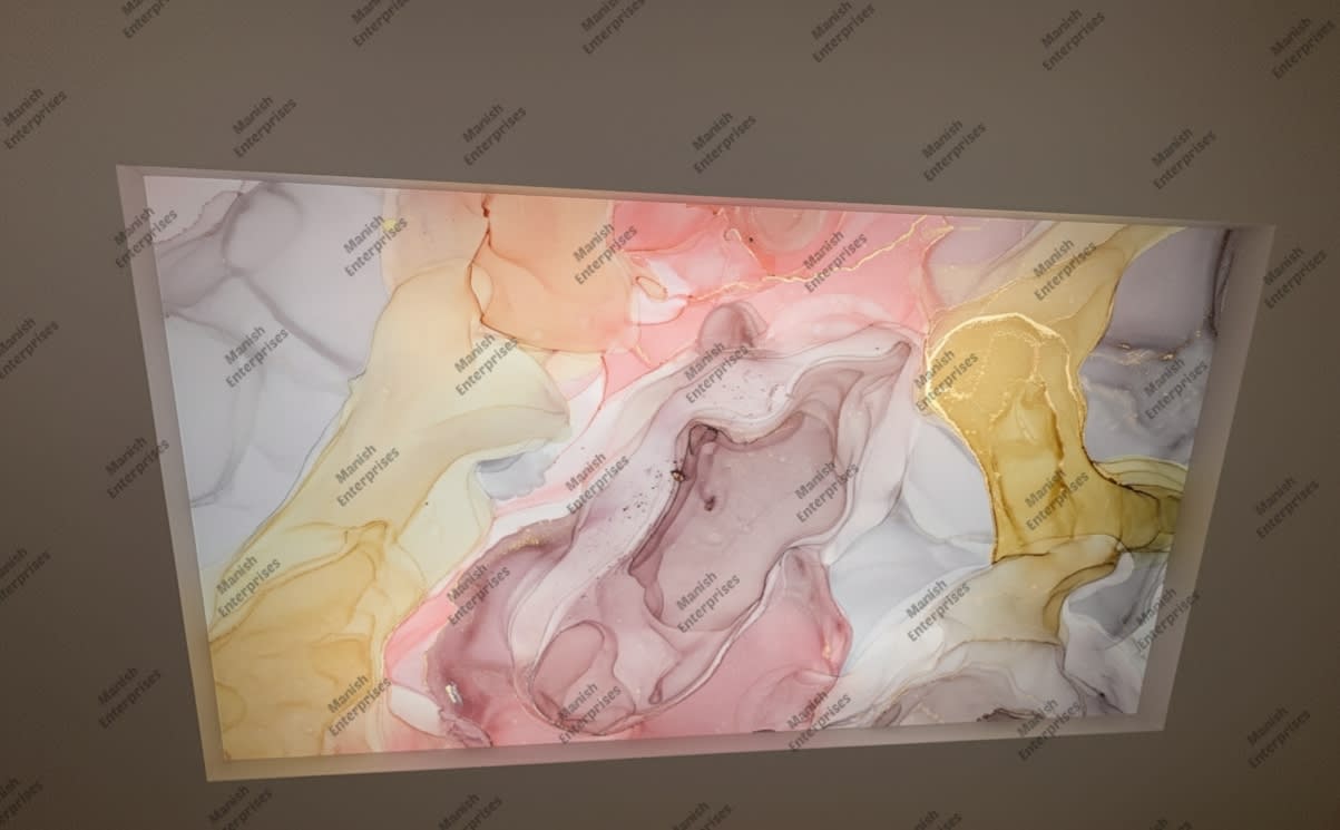 Peach yellow grey abstract acrylic ceiling sheet