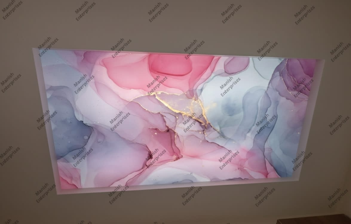 Pink grey abstract acrylic ceiling sheet