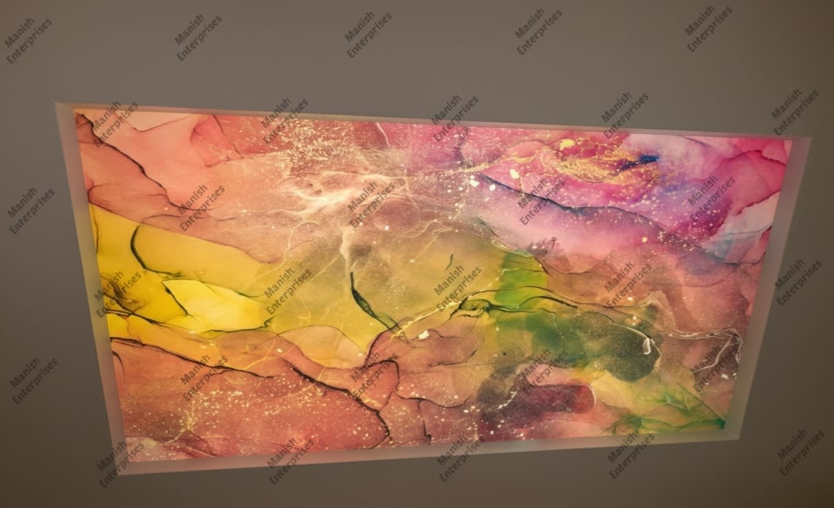 Vibrant multicolor abstract acrylic ceiling sheet