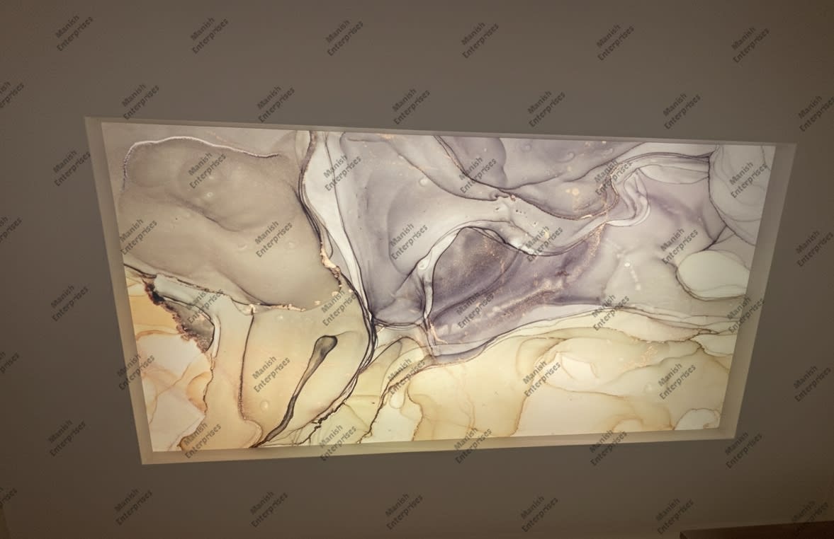 Beige grey abstract acrylic ceiling sheet