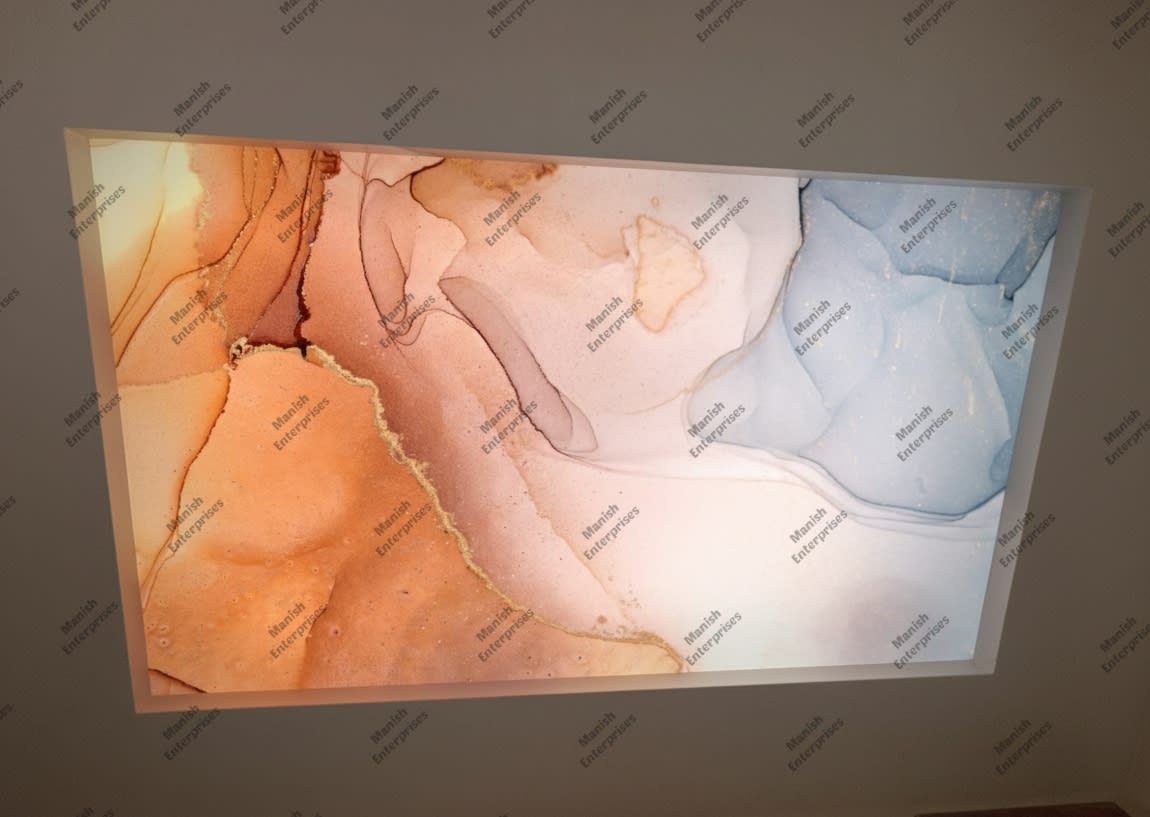 Orange beige blue abstract acrylic ceiling sheet