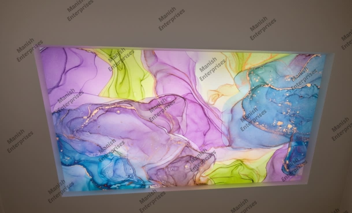 Purple green blue abstract acrylic ceiling sheet