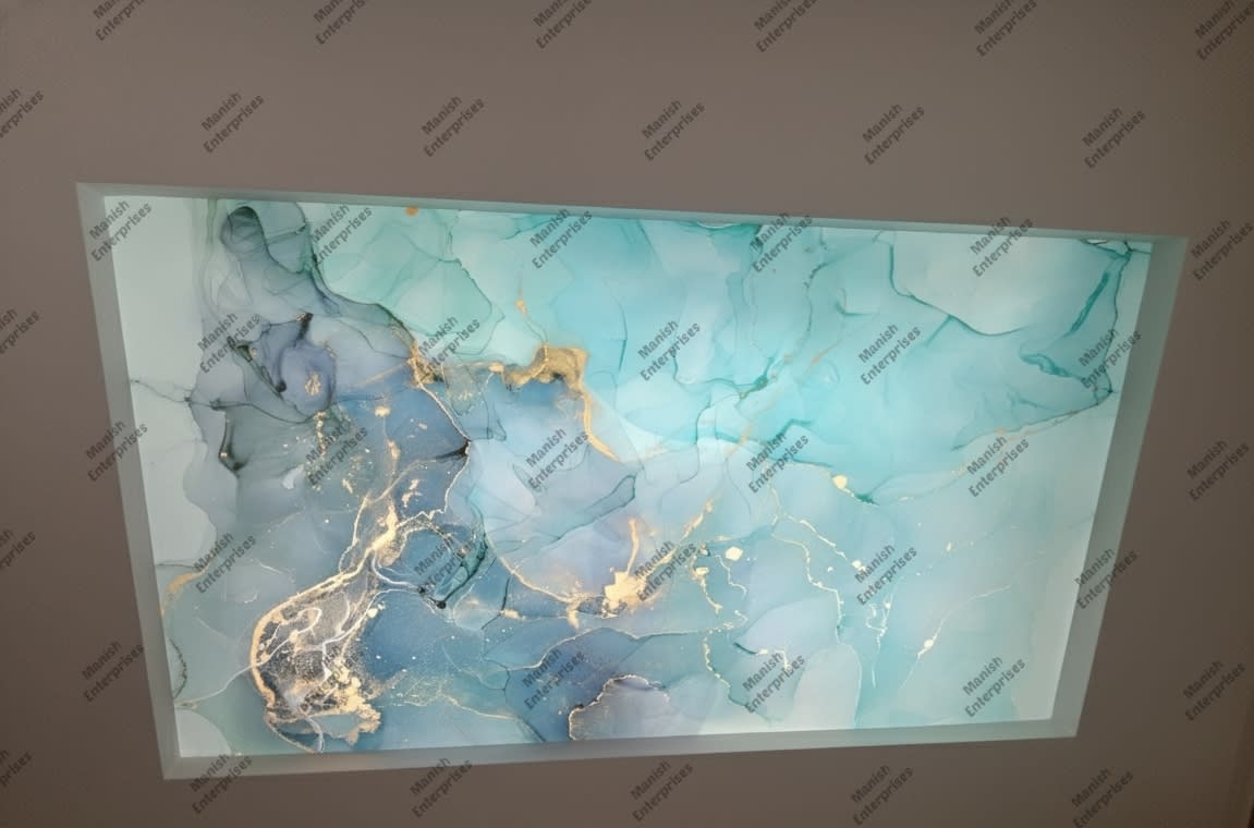 Aqua blue abstract acrylic ceiling sheet