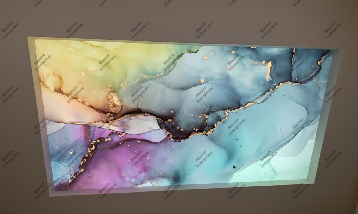 Beige green abstract acrylic ceiling sheet