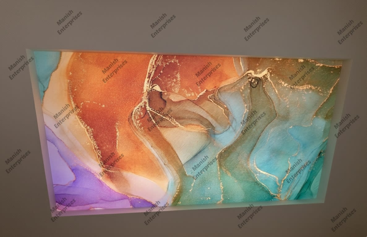 Orange teal abstract acrylic ceiling sheet