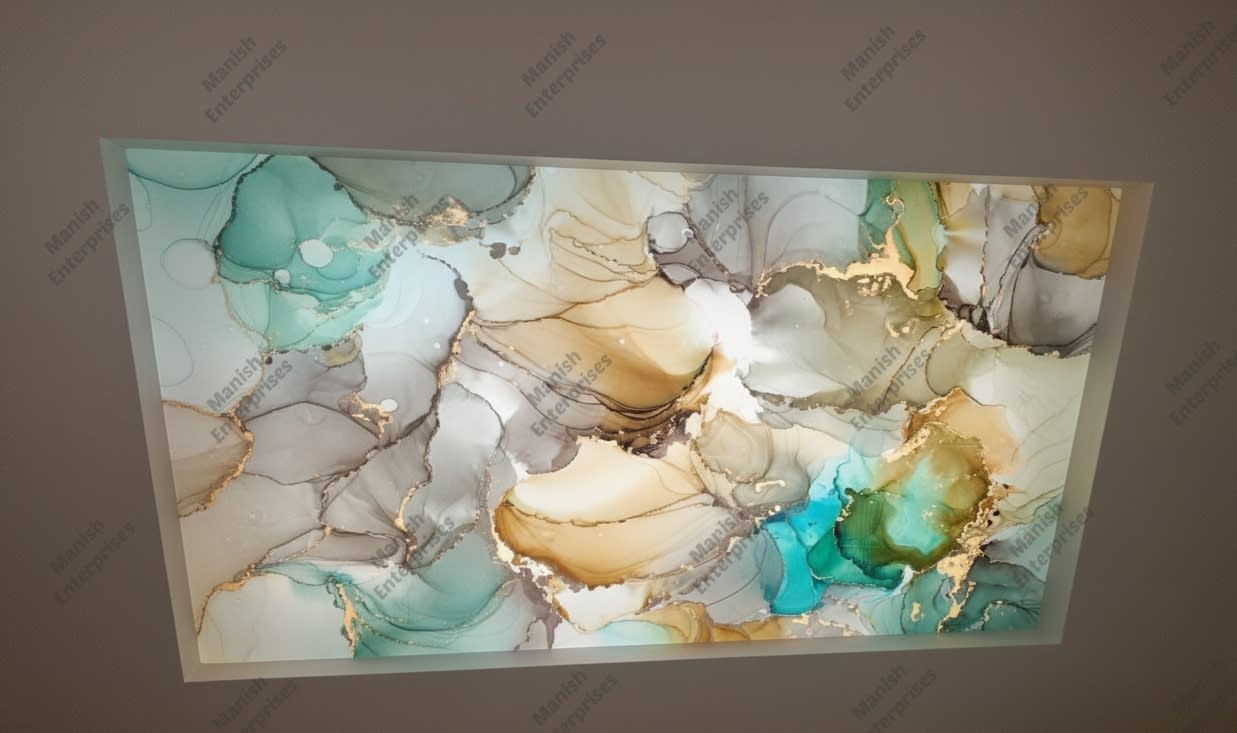 green beige abstract acrylic ceiling sheet