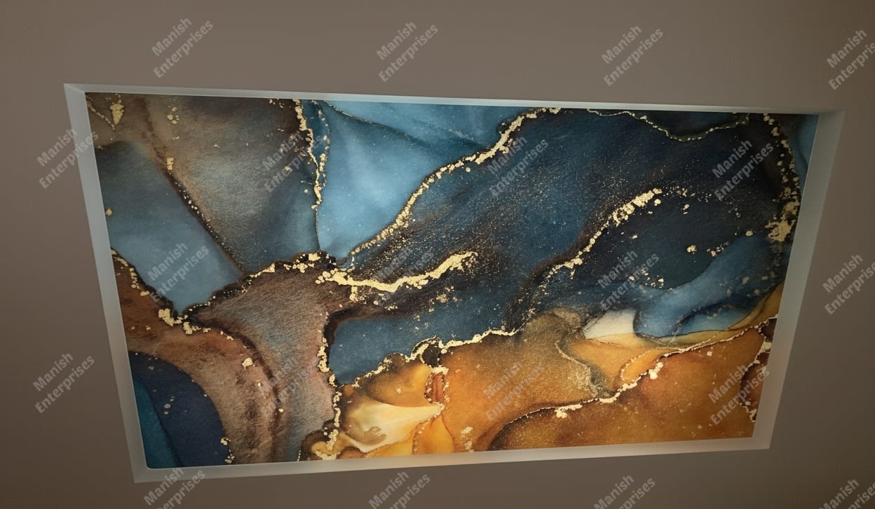 blue brown gold abstract acrylic ceiling sheet