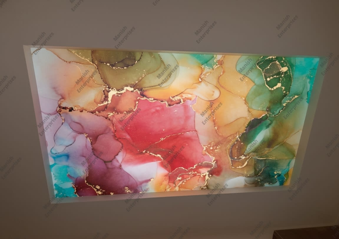 multicolor red marble abstract acrylic ceiling sheet