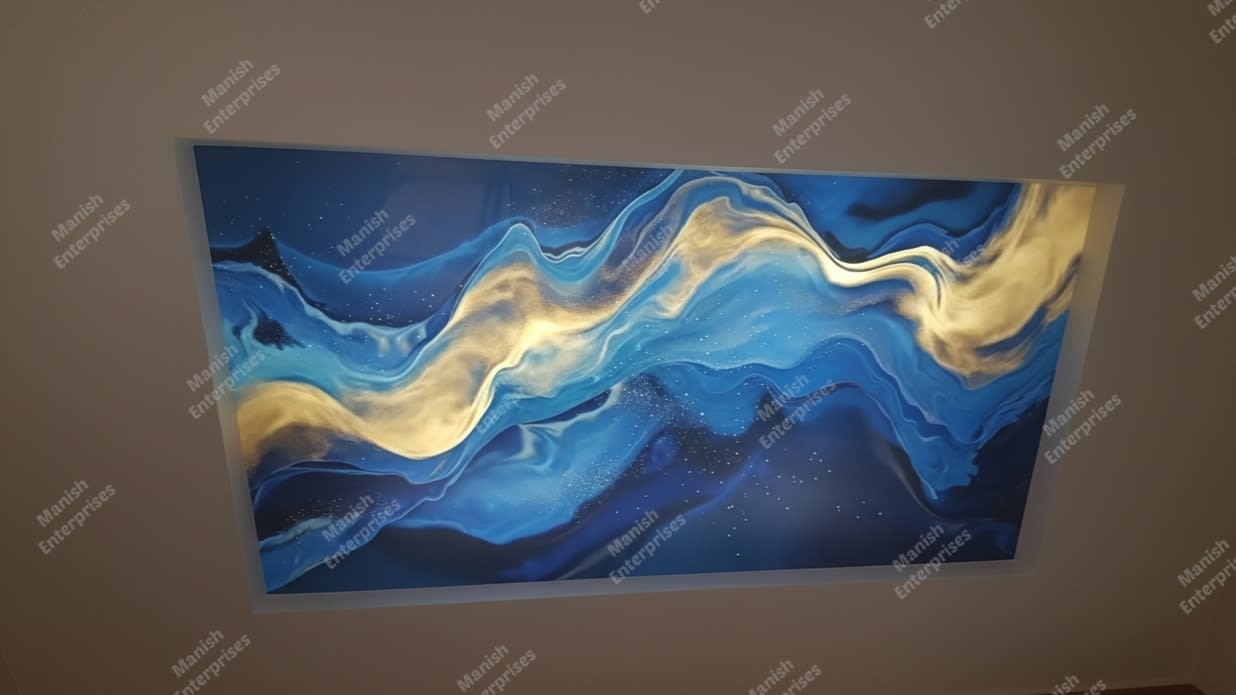 blue wave abstract acrylic ceiling sheet
