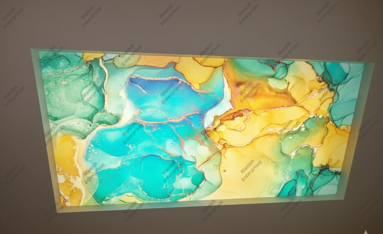 turquoise yellow abstract acrylic ceiling sheet