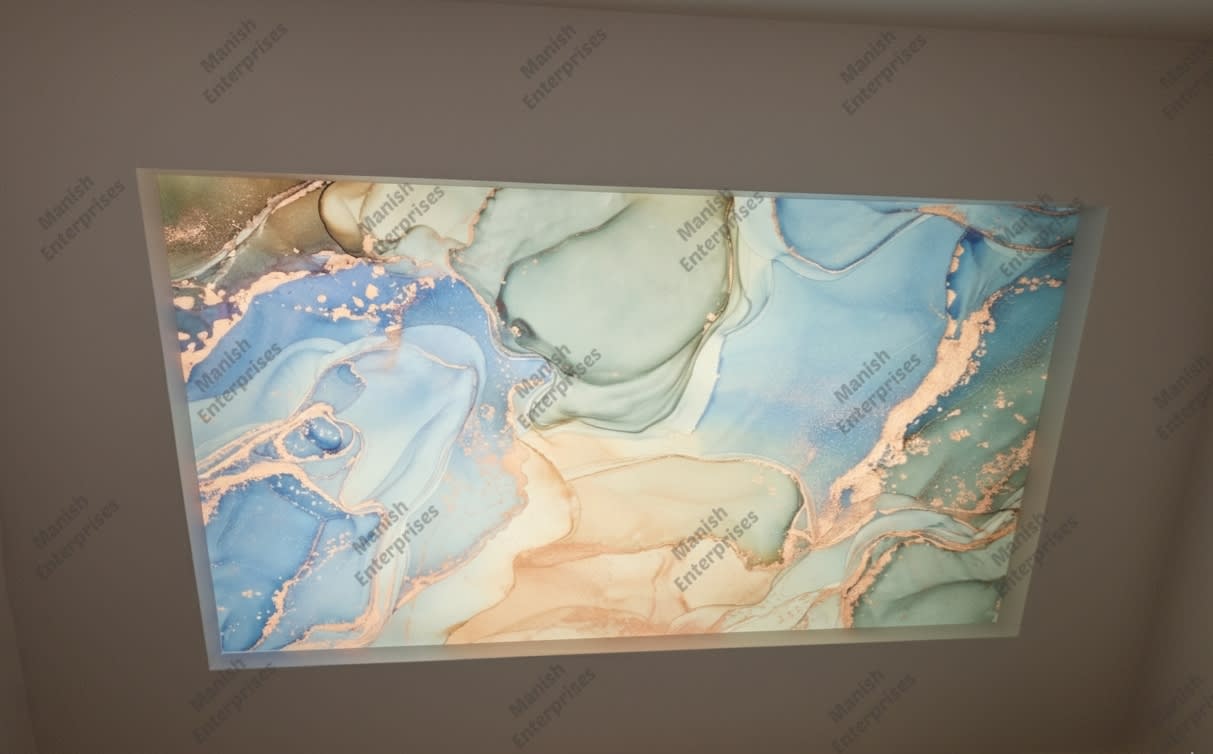 pastel blue beige abstract acrylic ceiling sheet