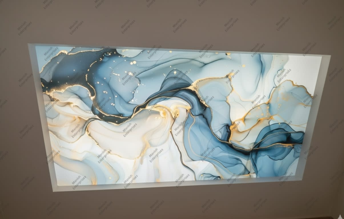 blue gold abstract acrylic ceiling sheet