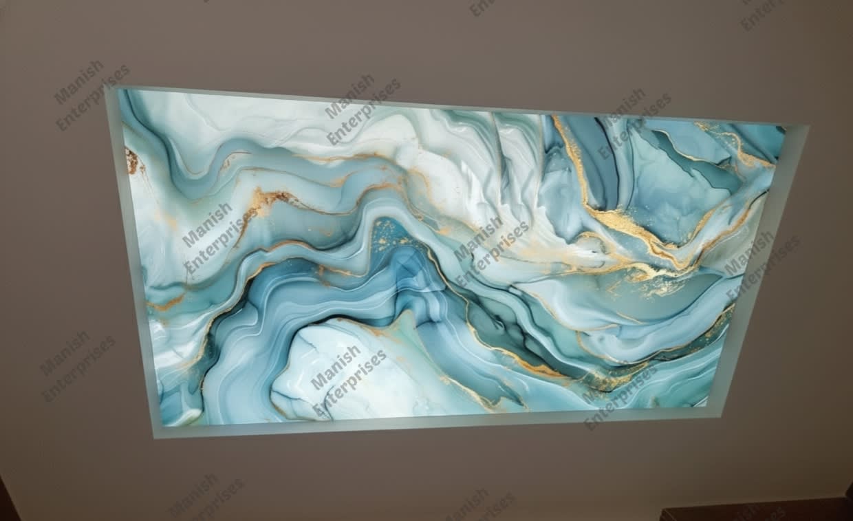 aqua gold marble acrylic ceiling sheet