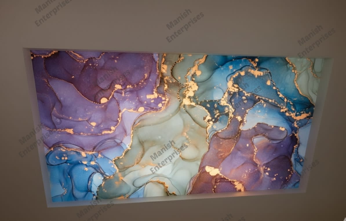 purple teal marble abstract acrylic ceiling sheet