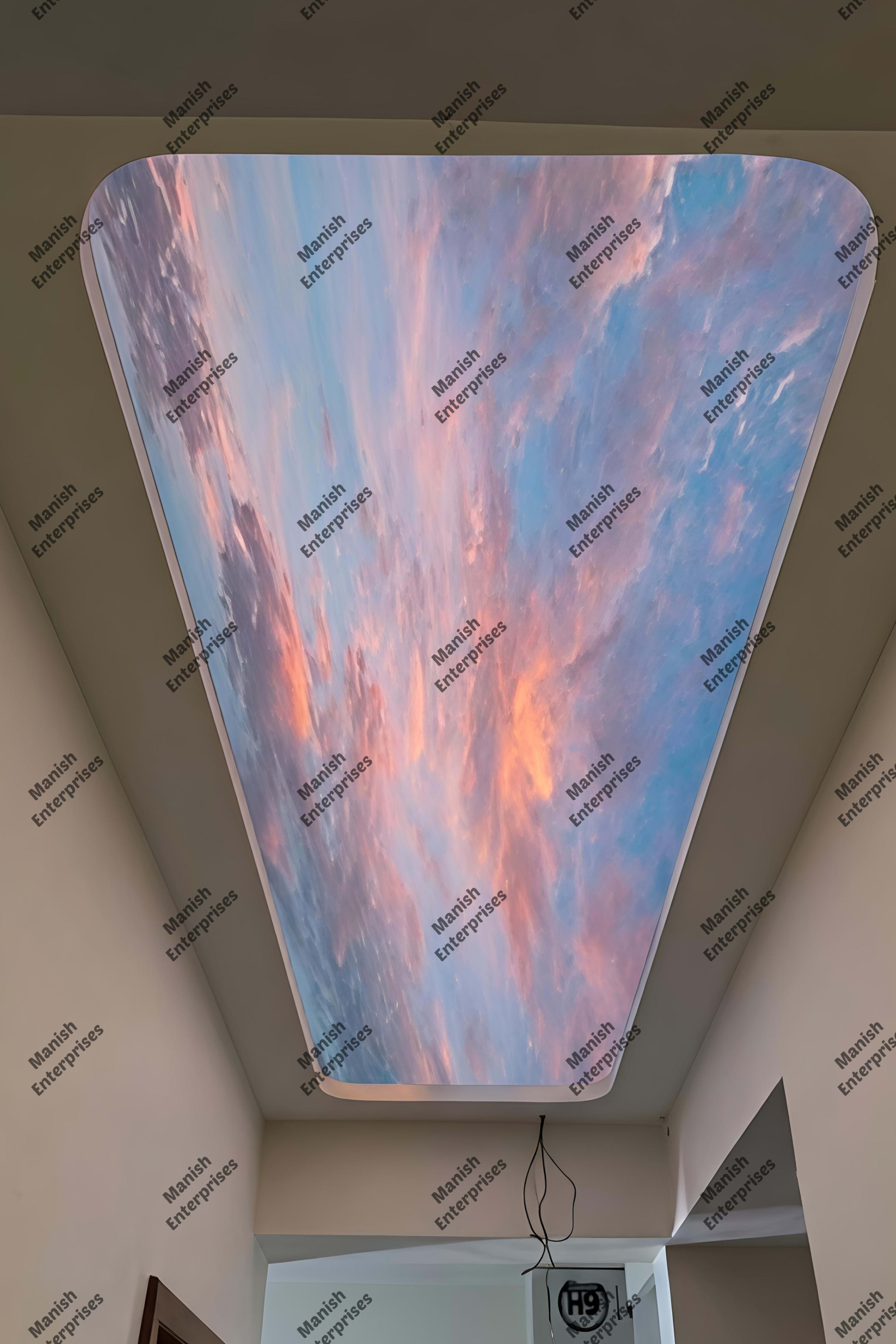 Pastel Sunset Sky Acrylic Ceiling Sheet for Passage & Corridor Ceiling Design