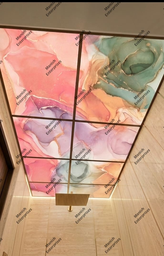Pastel Marble Abstract Acrylic Ceiling Sheet for Bathroom Ceiling Design