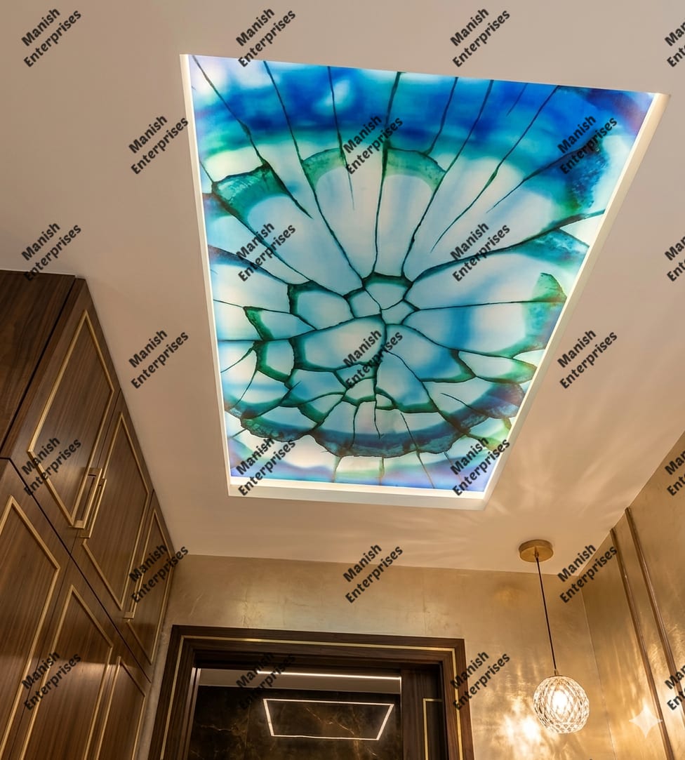 Blue Crystal Geode Acrylic Ceiling Sheet for Bedroom Ceiling Design