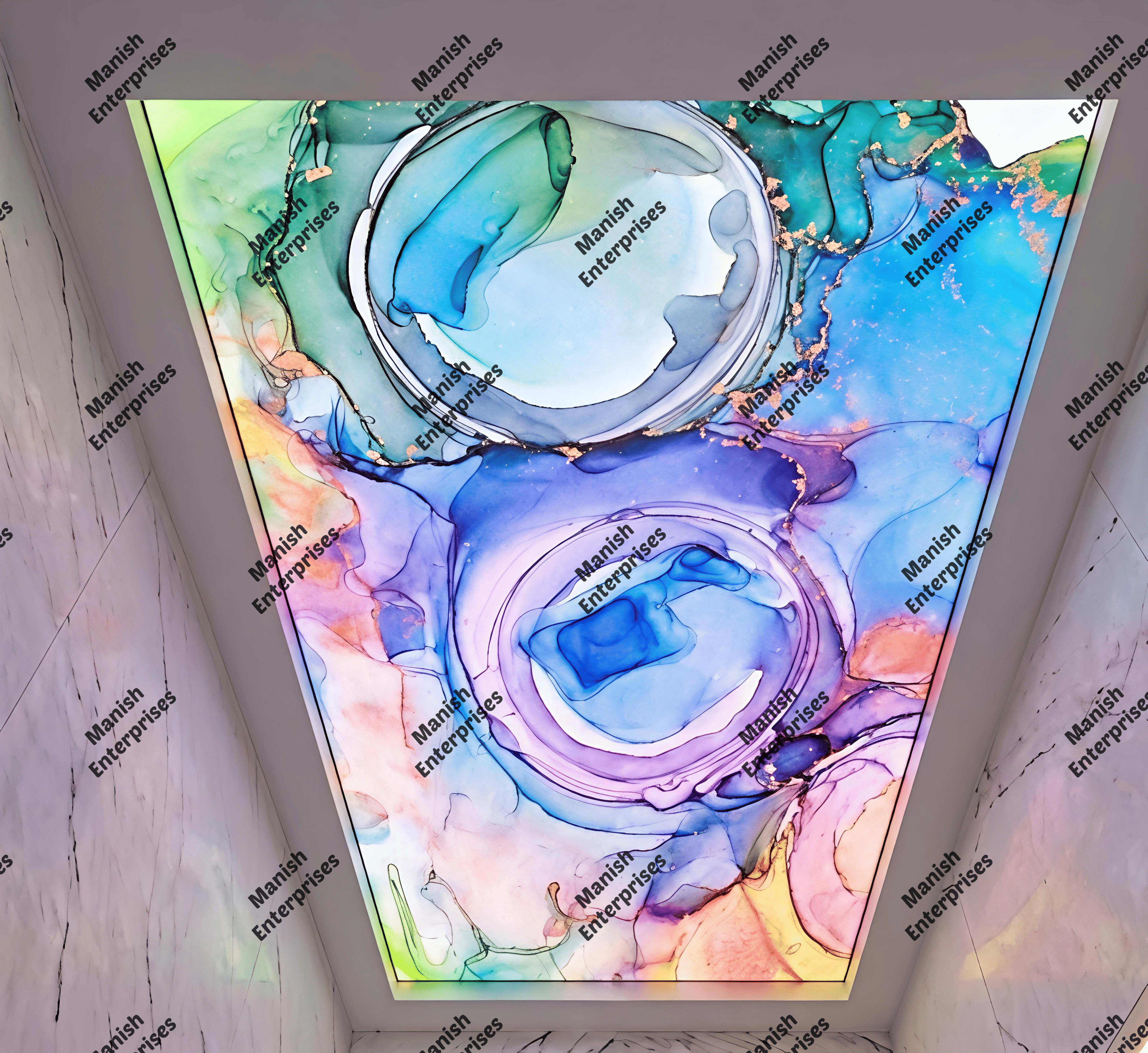 Pastel Abstract Acrylic Ceiling Sheet for Bathroom Ceiling Design