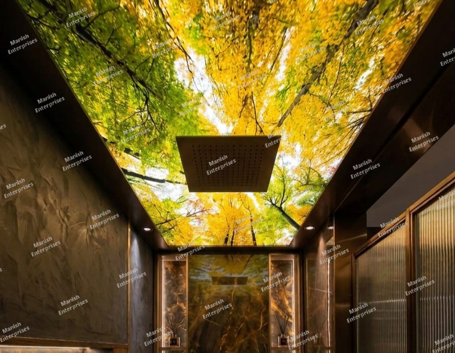 Autumn Forest Canopy Acrylic Ceiling Sheet for Bathroom Ceiling Design