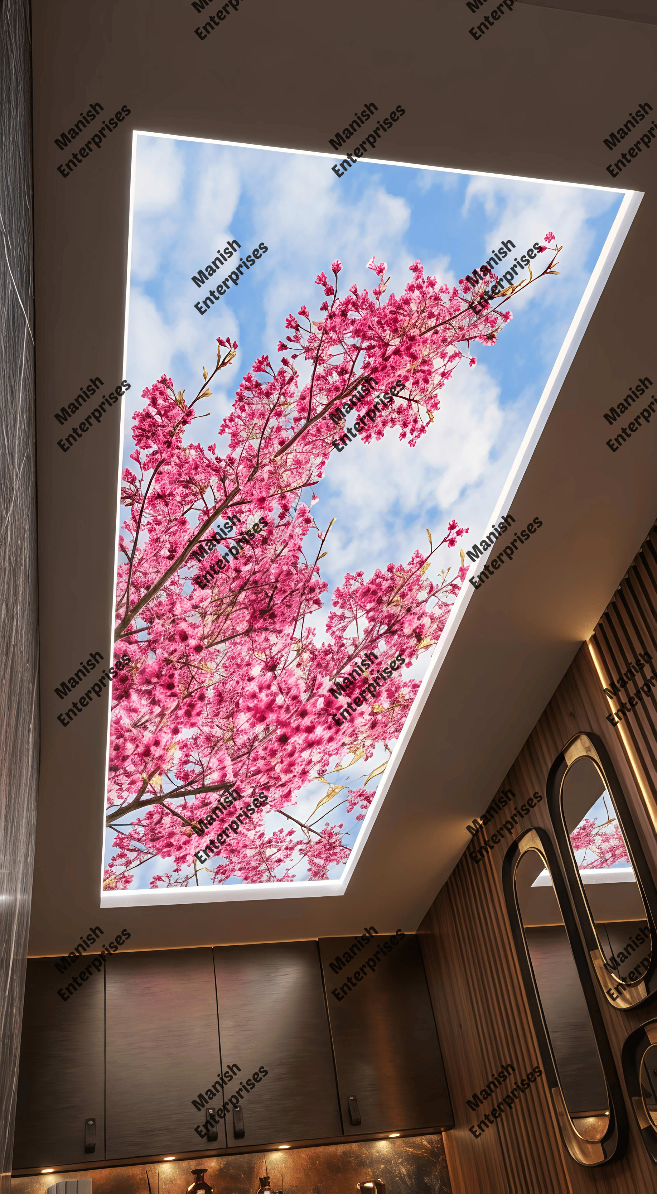 Pink Blossom Sky Acrylic Ceiling Sheet for Bedroom Ceiling Design