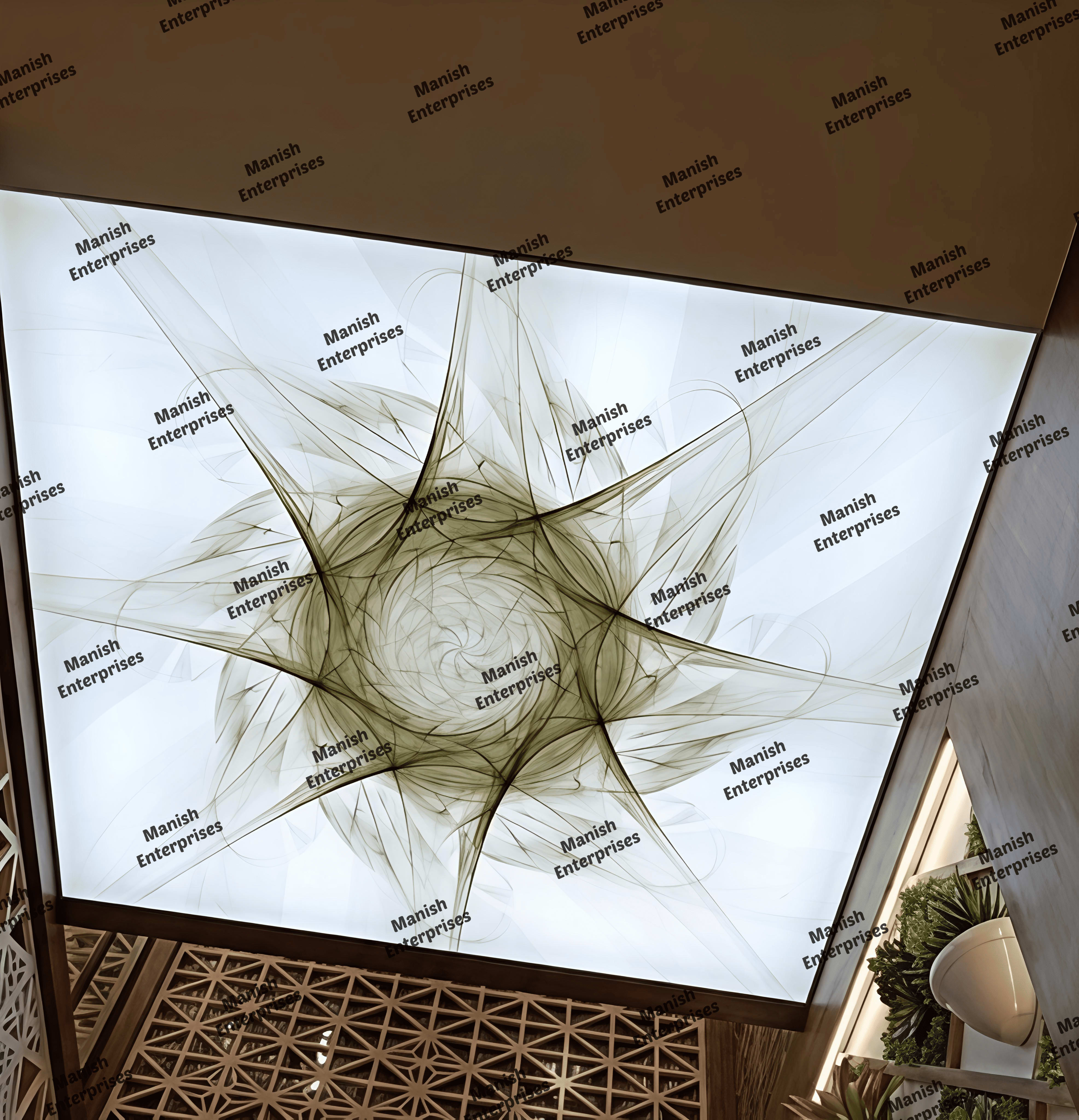 Abstract Geometric Spiral Acrylic Ceiling Sheet for Passage Ceiling Design