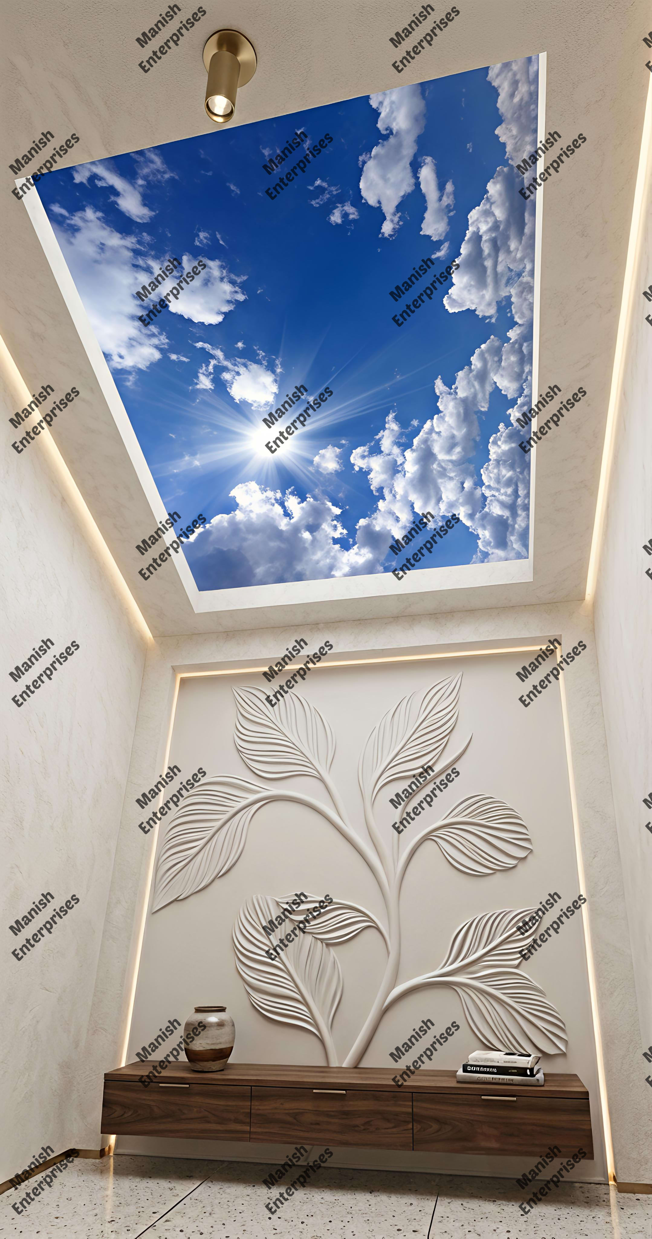 Blue Sky Cloud Acrylic Ceiling Sheet for Foyer Ceiling Design