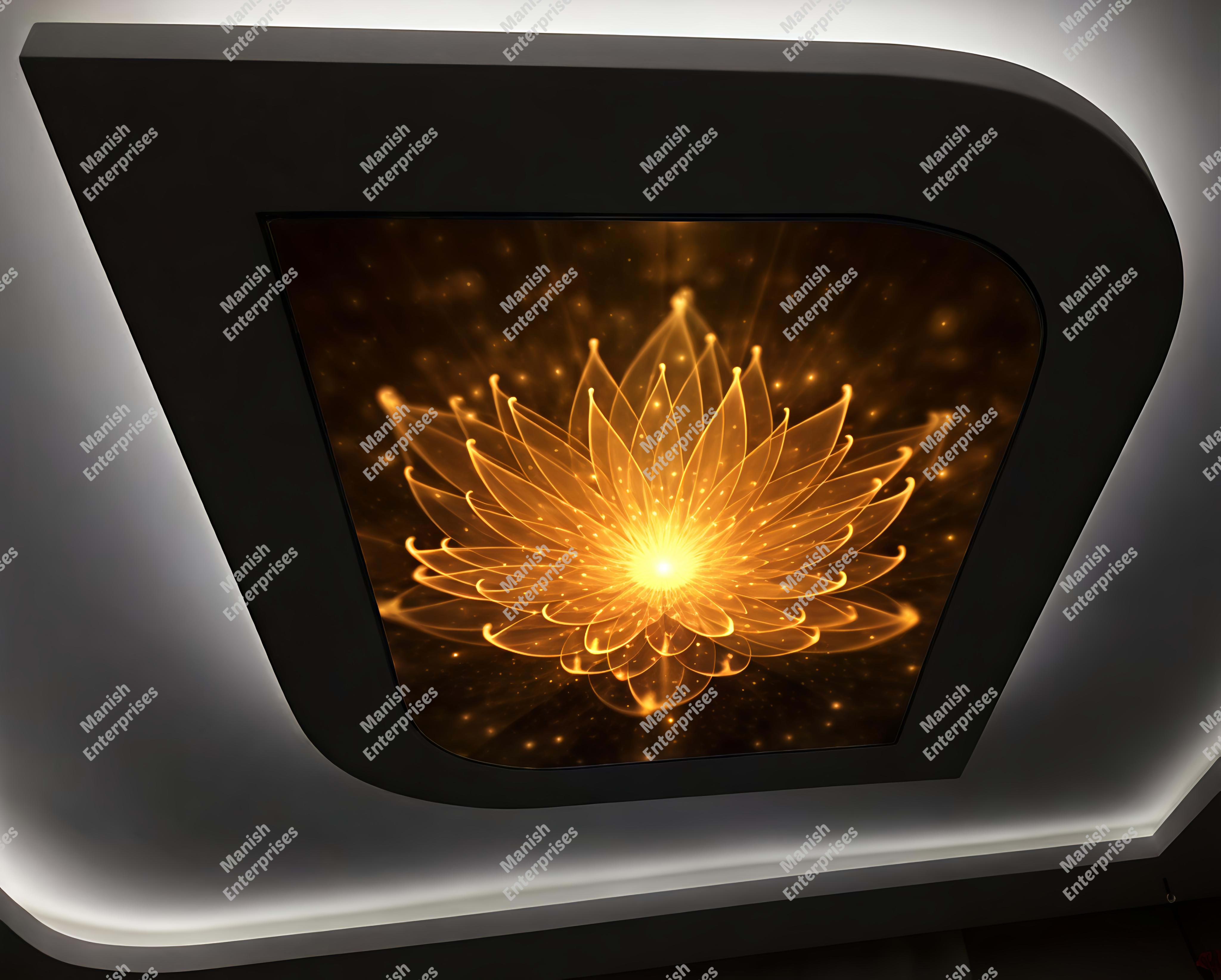 Golden Lotus Acrylic Ceiling Sheet for Living Room & Lobby Ceiling Design