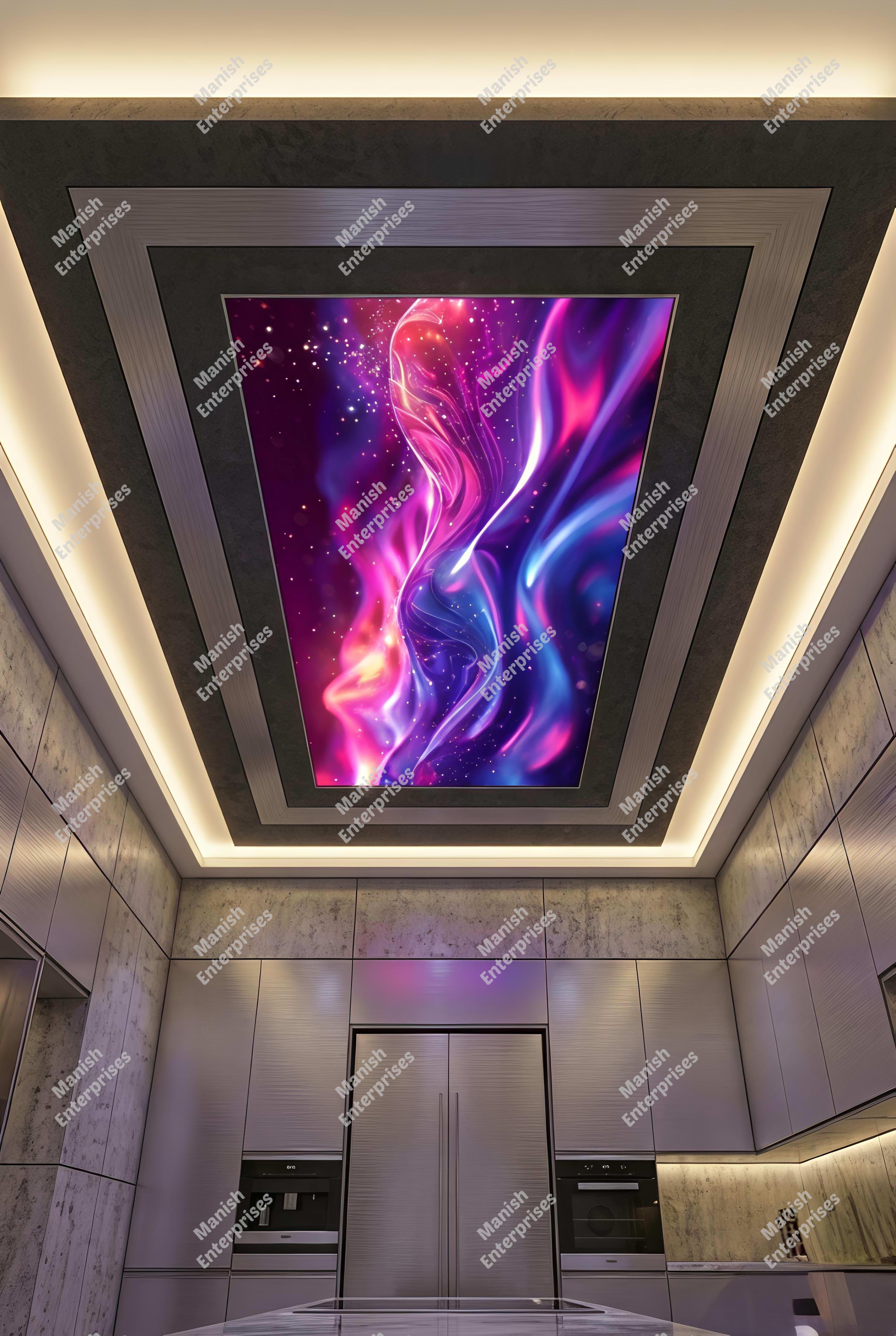 Neon Abstract Light Wave Acrylic Ceiling Sheet for Living Room & Lobby Ceiling Design