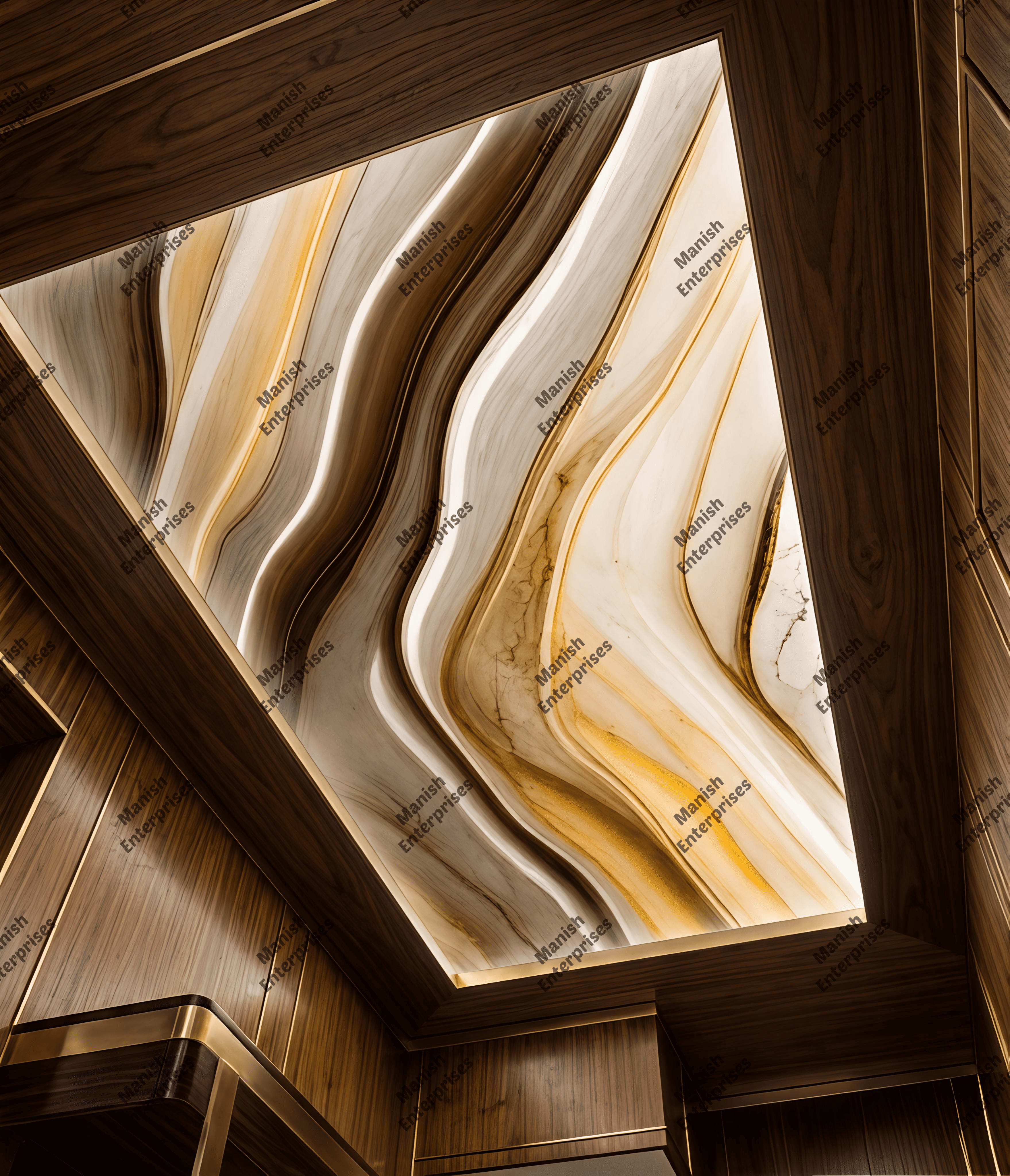 Luxury Beige Marble Acrylic Ceiling Sheet for Bedroom Ceiling Design