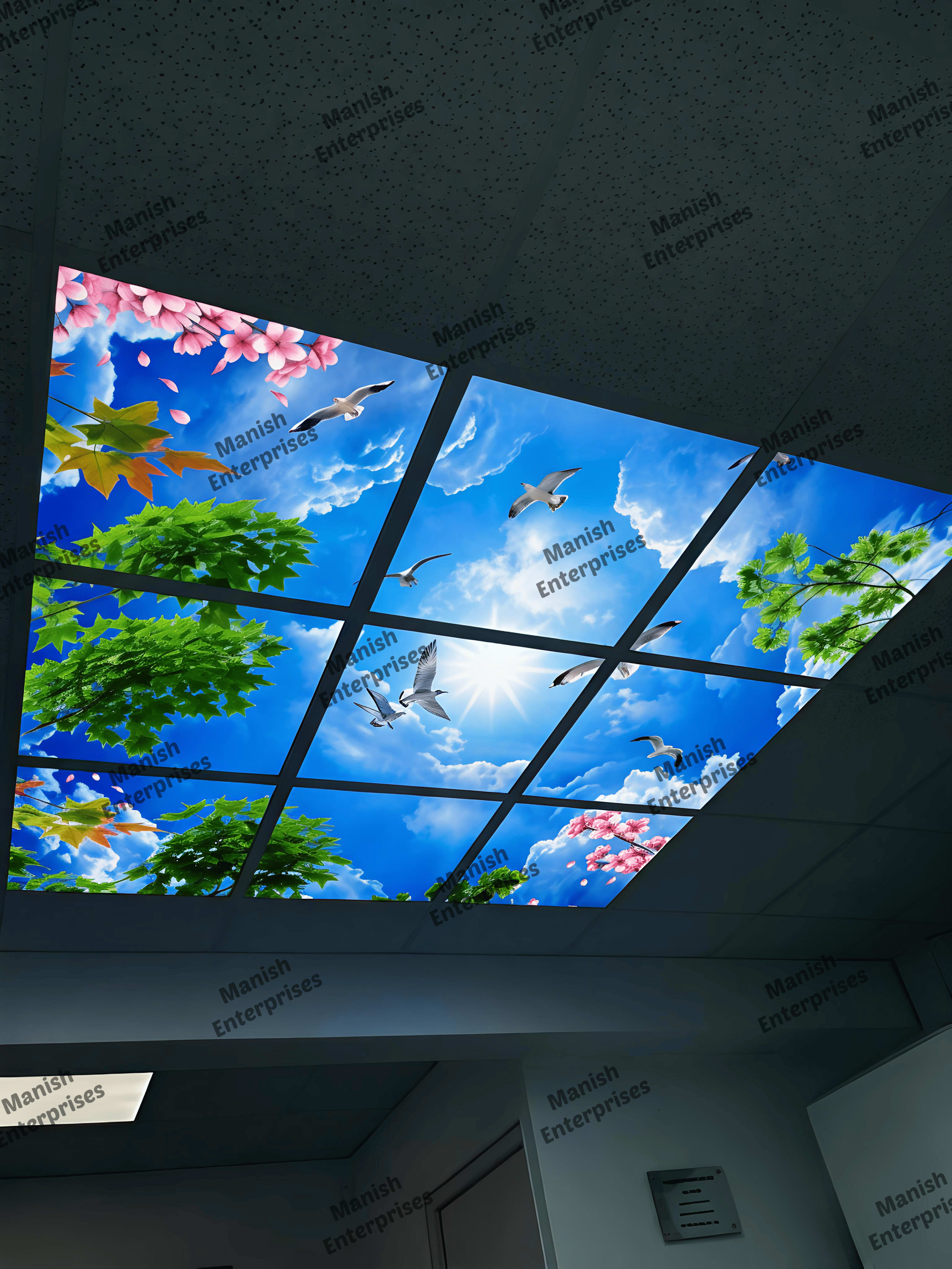 Blue Sky Birds Nature Acrylic Ceiling Sheet for Living Room & Bedroom Ceiling Design