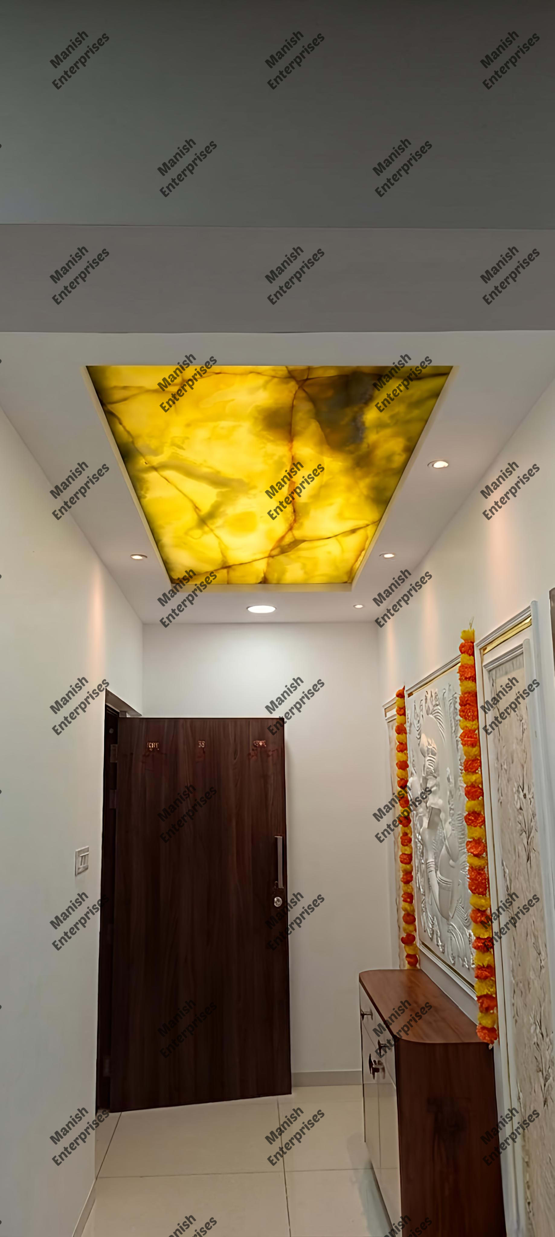 Golden Onyx Acrylic Ceiling Sheet for Foyer & Entrance Backlit Ceiling Design