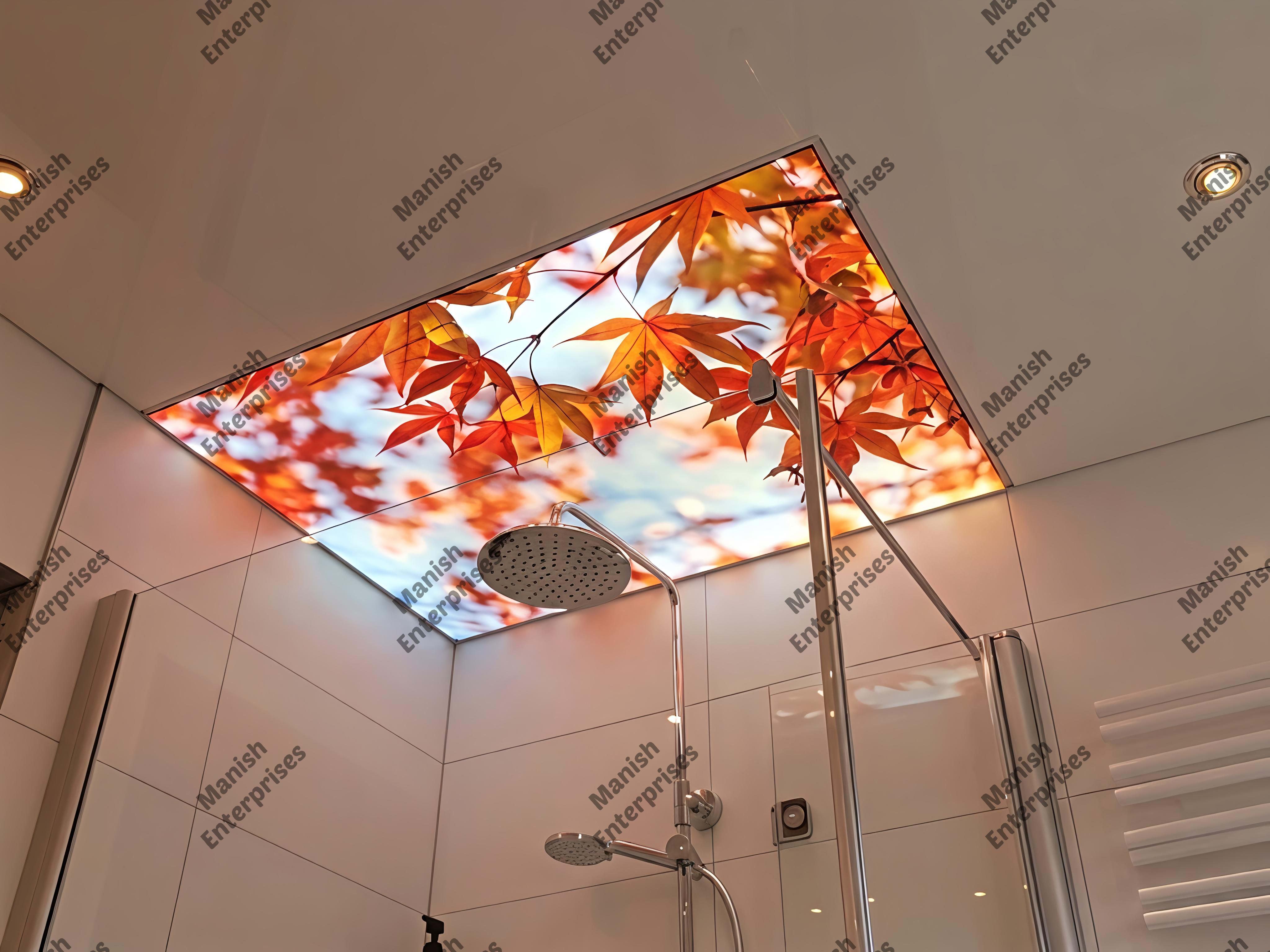 Autumn Maple Leaf Acrylic Ceiling Sheet for Bathroom Backlit Ceiling Design