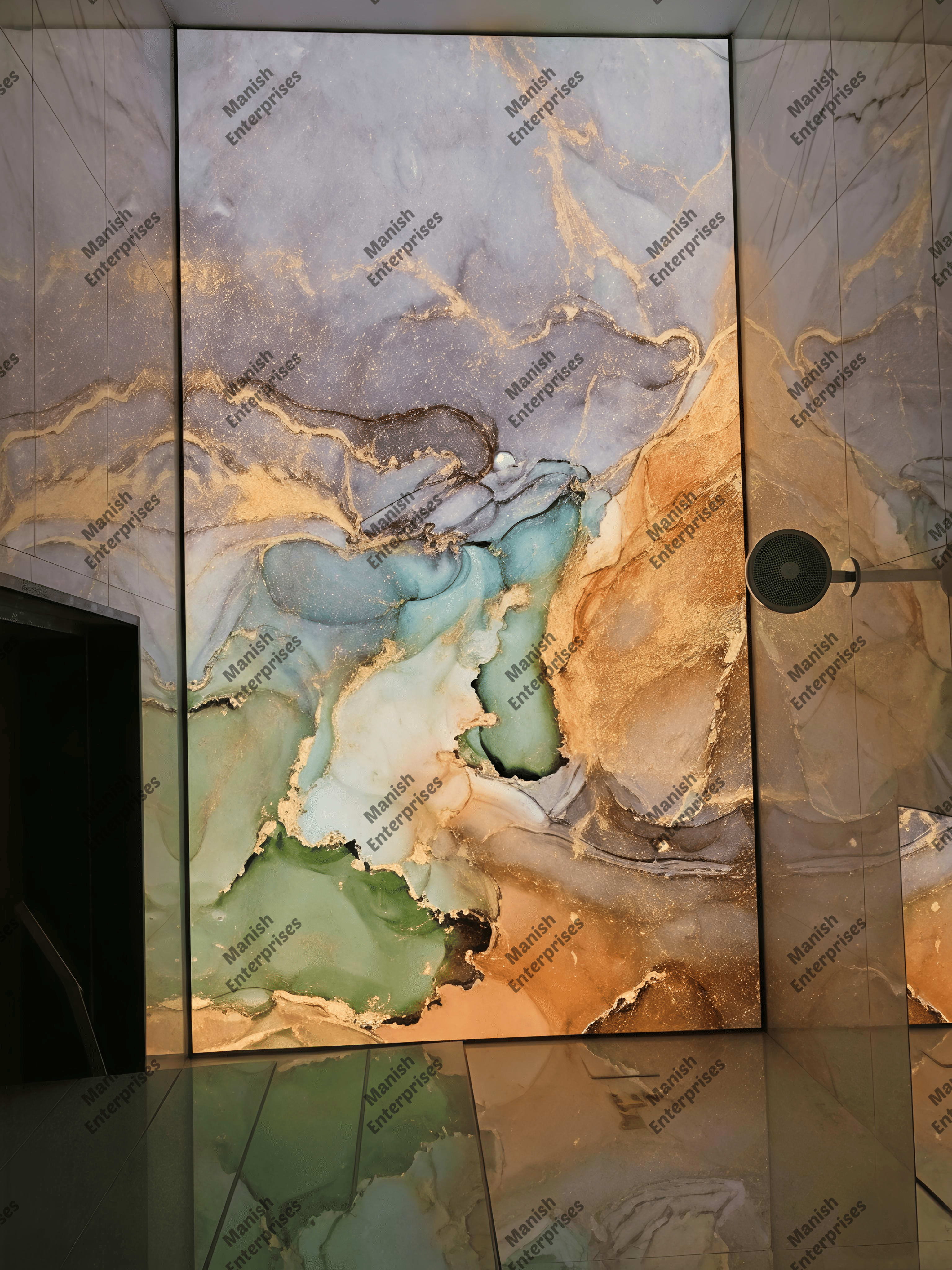 Luxury Marble Abstract Acrylic Ceiling Sheet for Bathroom Backlit Ceiling Design
