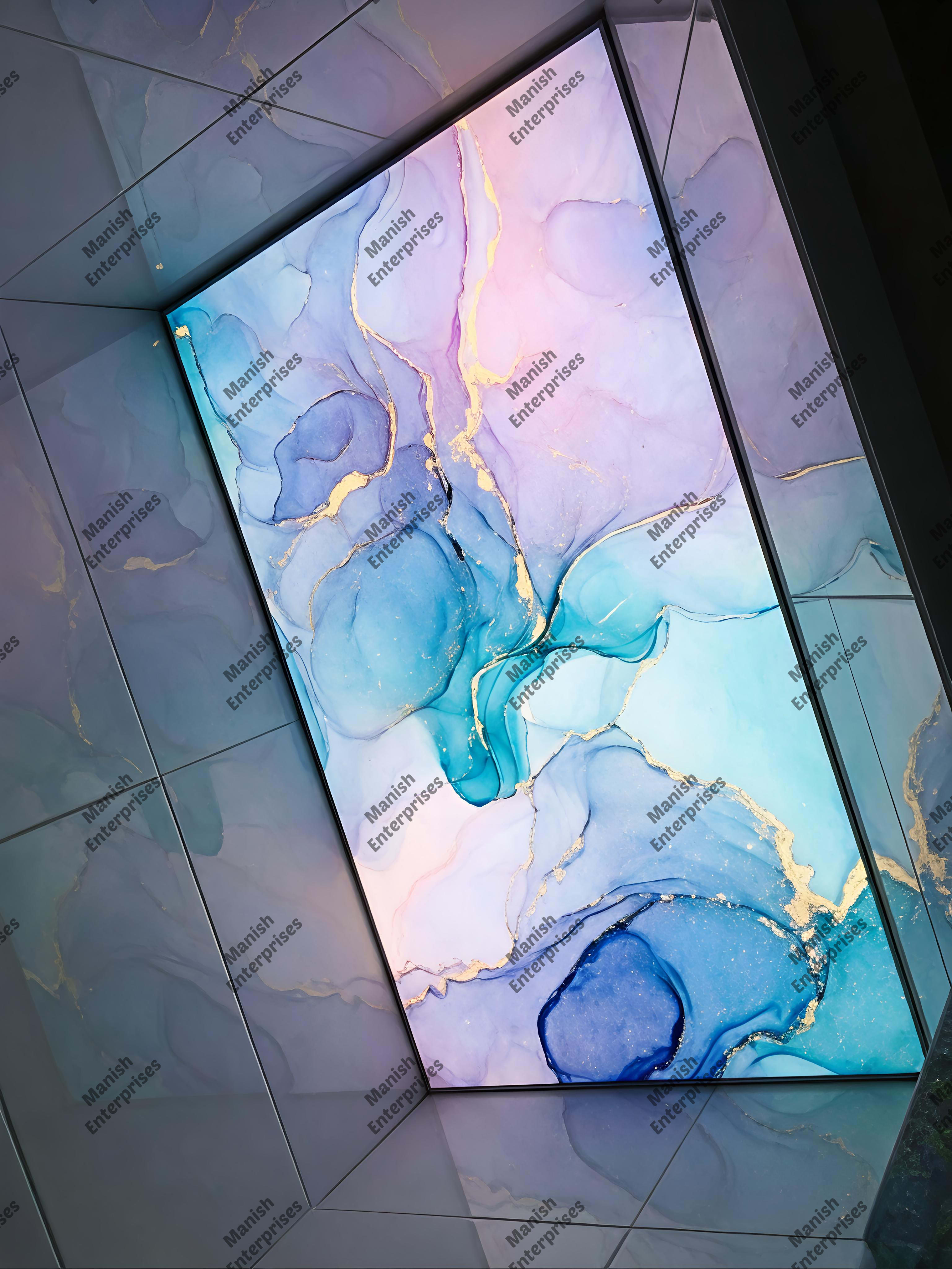 Pastel Blue Purple Marble Acrylic Ceiling Sheet for Bathroom Backlit Ceiling Design