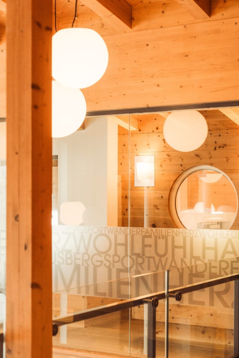 Gleaming, modern interior at Glemmtalerhof, wood design elements and soft